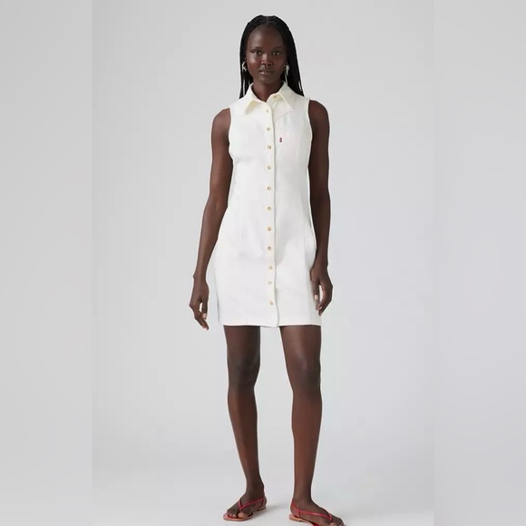 Levi's Zeda Denim White Sleeveless Mini Dress - Picture 1 of 7